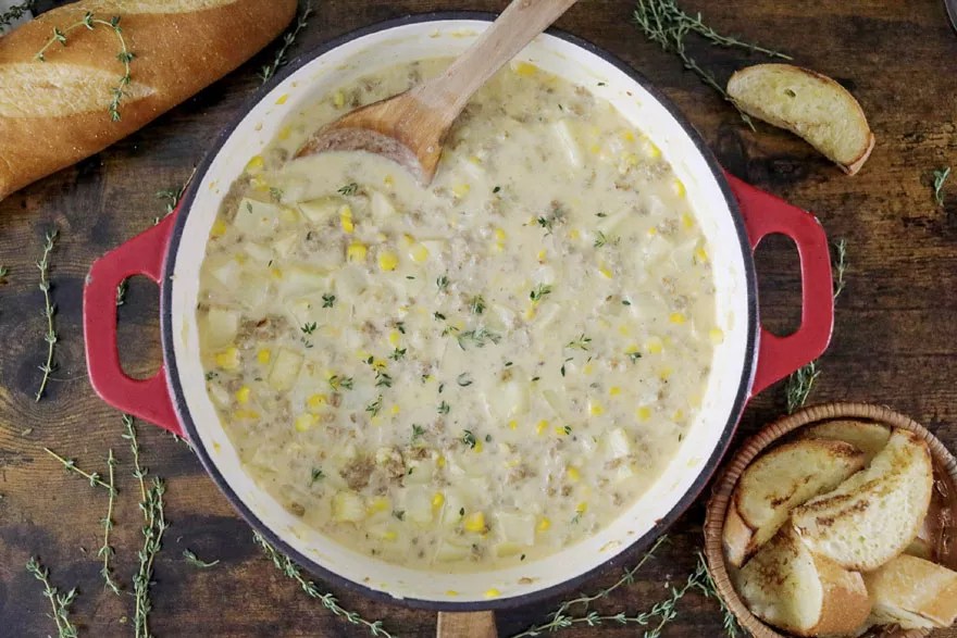 Hearty Sausage Corn Chowder Recipe with Potatoes