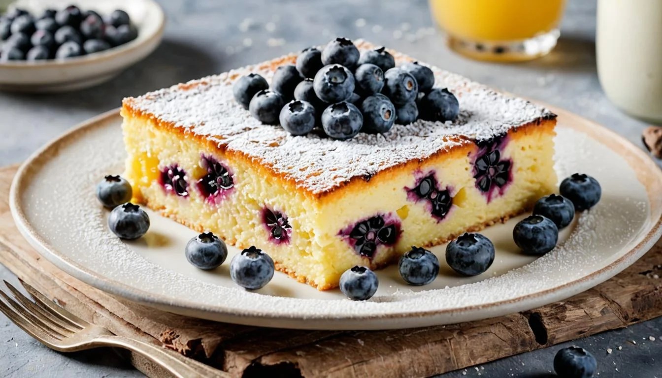 Custard Cake With Blueberries Dinner