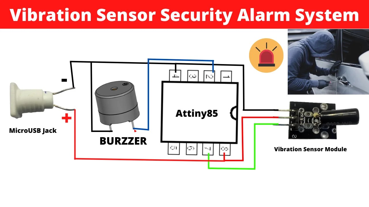 Security Alarm System Using Vibration Sensor Circuit Diagram Dip Electronics Lab