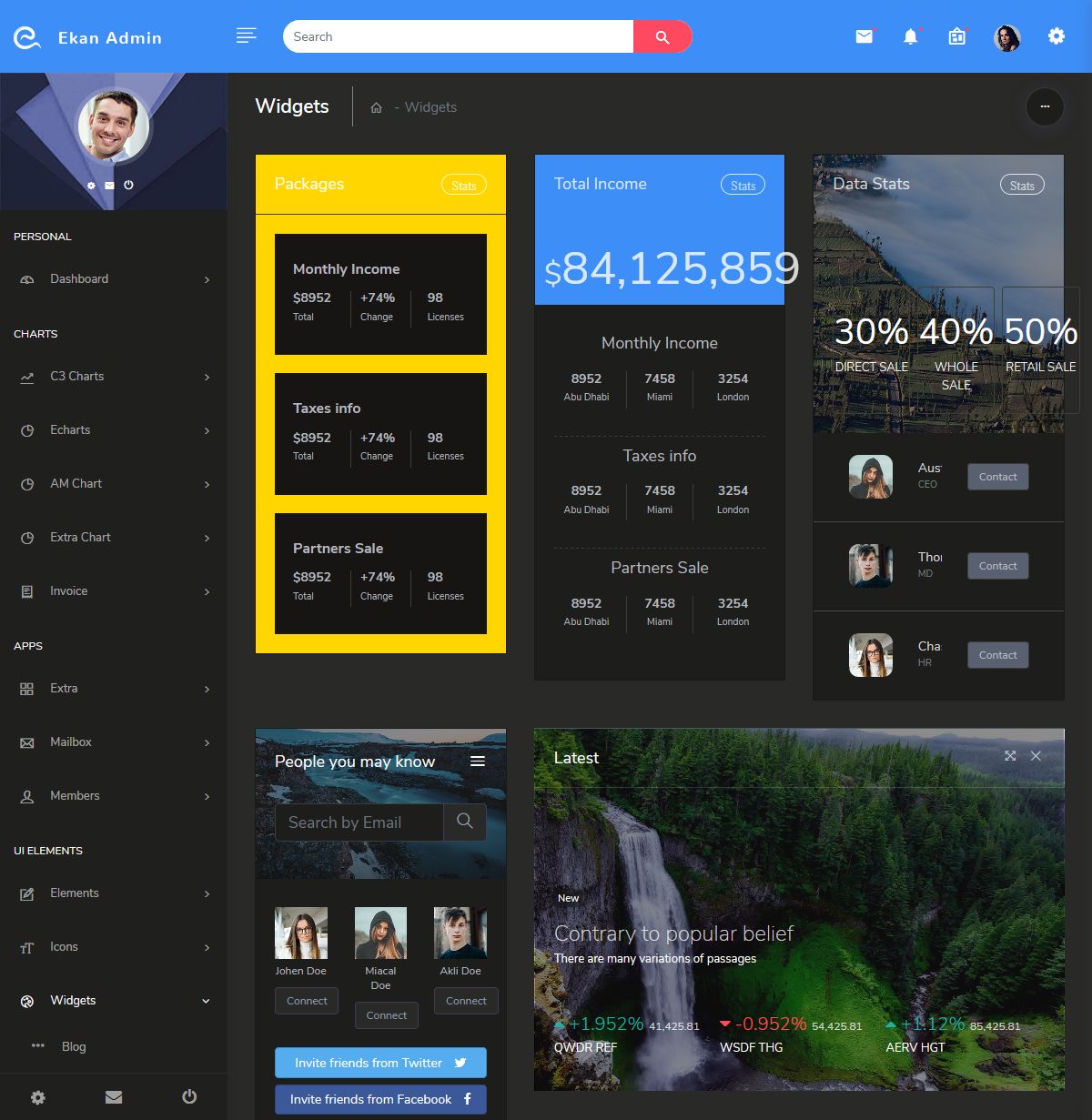 Bootstrap Admin Templates with Dark Dashboard Ekan Admin