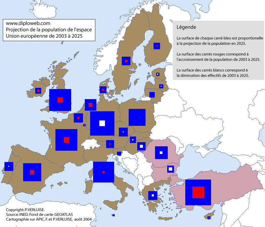 Géopolitique de l'Union europeenne. Carte projection de la