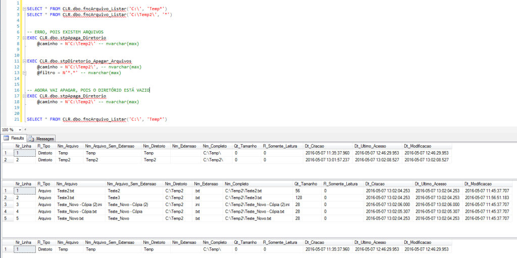 SQL Server Como listar, ler, escrever, copiar, excluir e mover