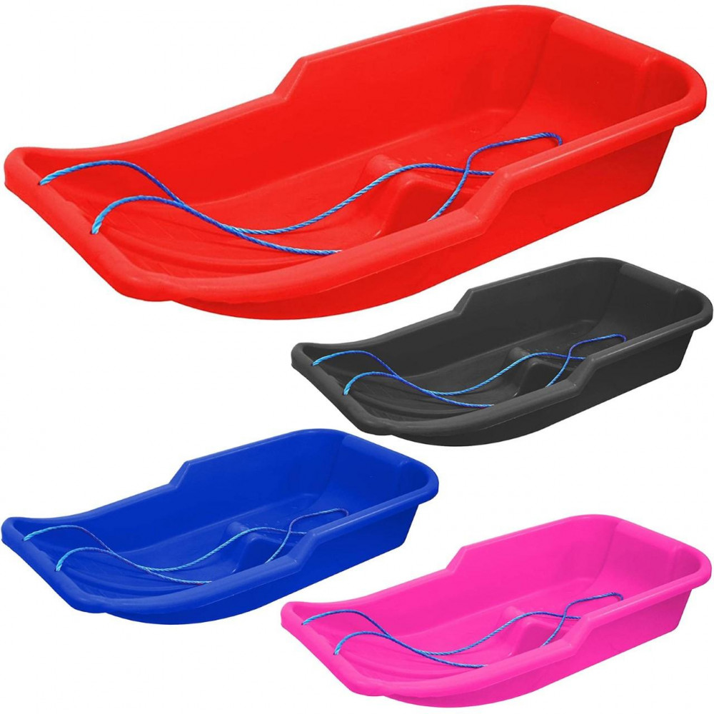 Kids Heavy Duty Snow Sledge Toboggan Sleigh Sled Rope Plastic Adults