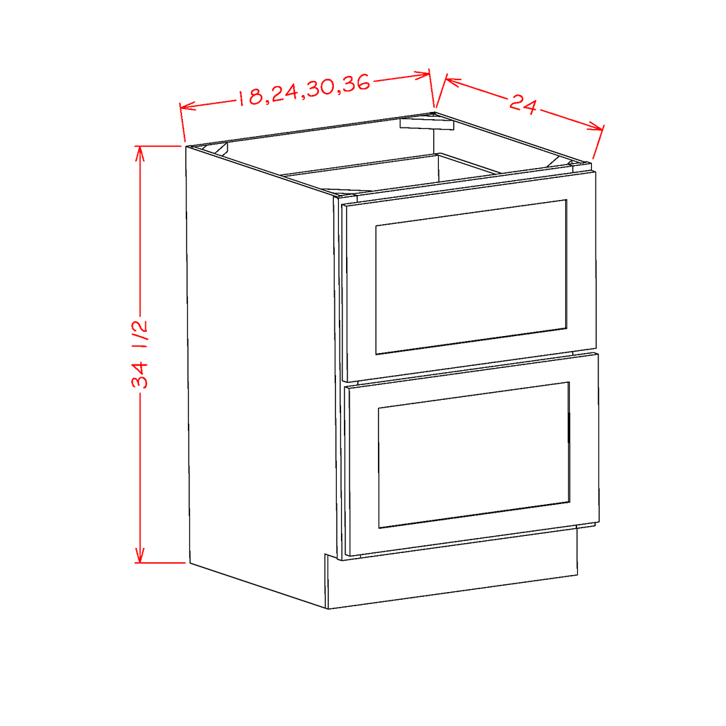 2 DRAWER BASE 18" WIDE DIRECT