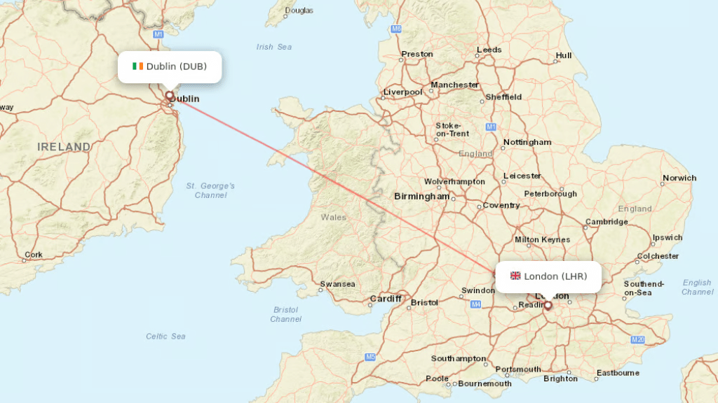 Find all direct flights to Dublin, Ireland