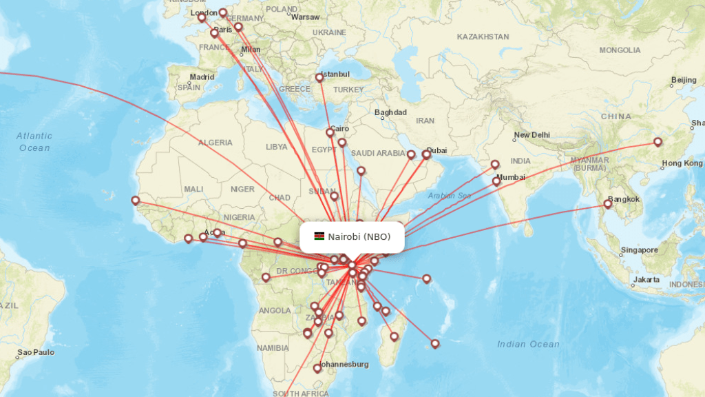 Find all direct flights to Nairobi