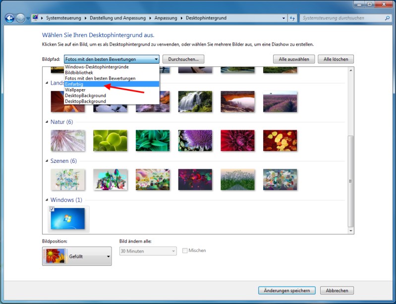Windows 7 Hintergrundbild entfernen