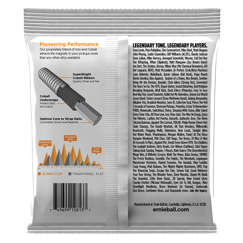 Ernie Ball 2813 Cobalt Flatwound Bass Hybrid Slinky Dirty Riffs