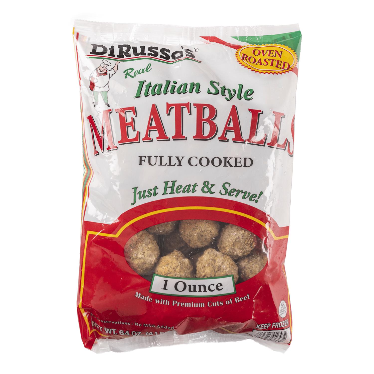 Beef Meatballs DiRussos Oven Roasted Italian Meatballs 4 lb.