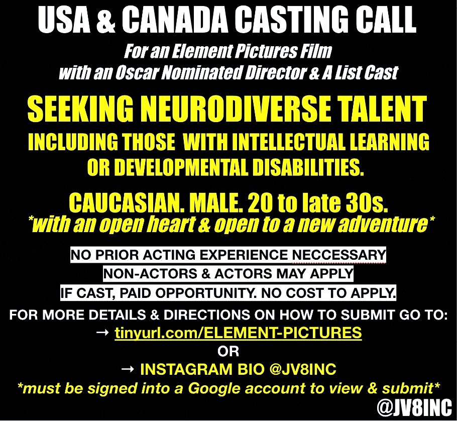 JV8INC Open Casting Call for Neurodiverse Talent Disabled World