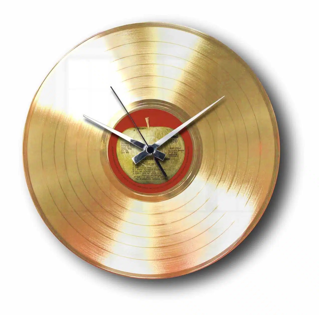 GOLD VINYL RECORD CLOCK with CUSTOM LABEL