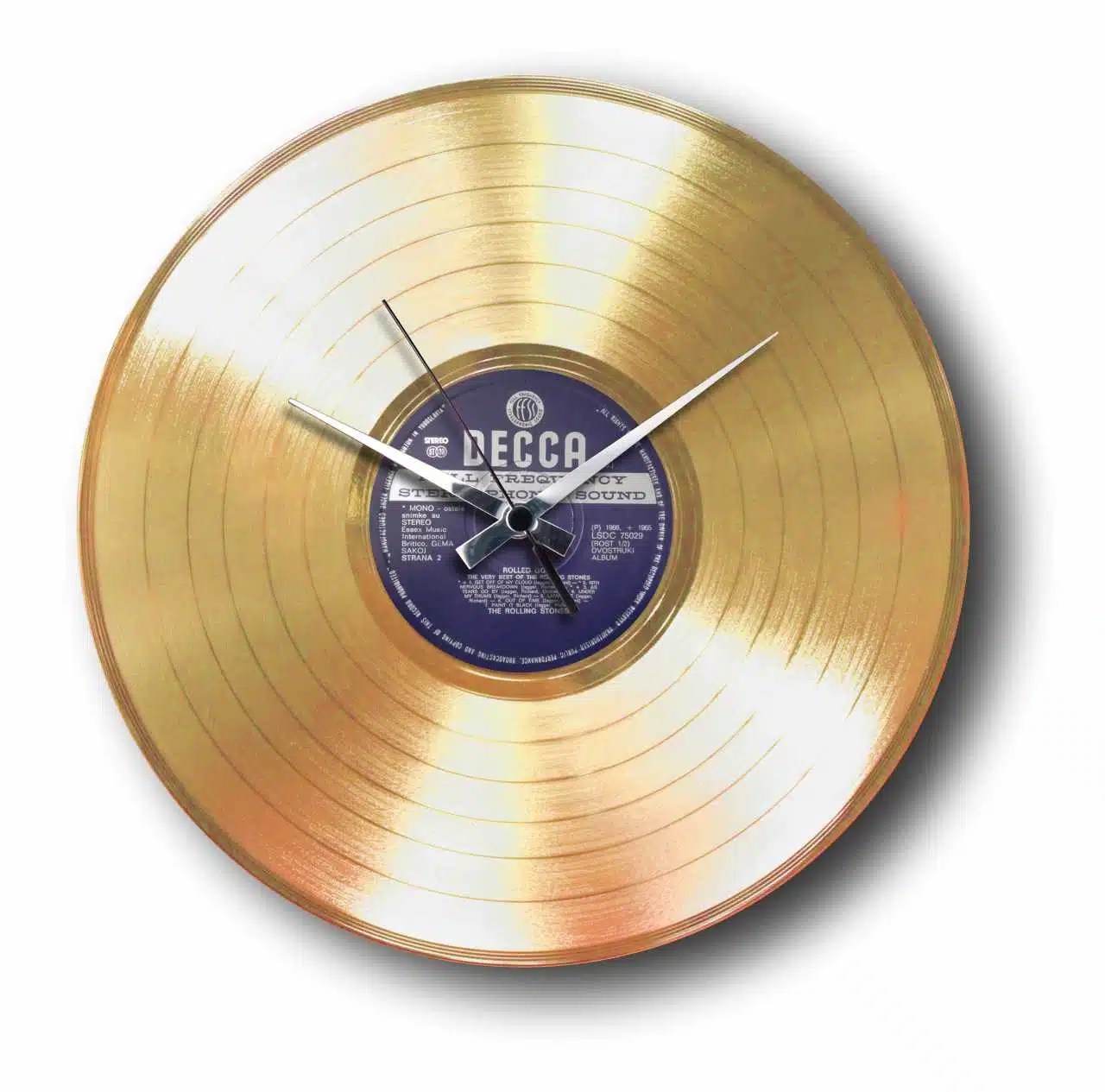 GOLD VINYL RECORD CLOCK with CUSTOM LABEL