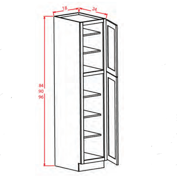 U189024 Wall Pantry 18" x 90" Tahoe White Discount Kitchen Direct