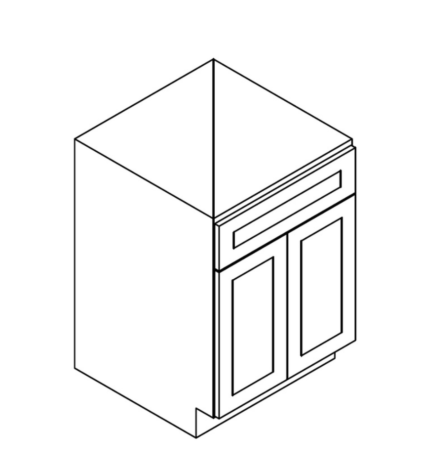Sink Base 27" Double Door / Single False Drawer Front Ultra White