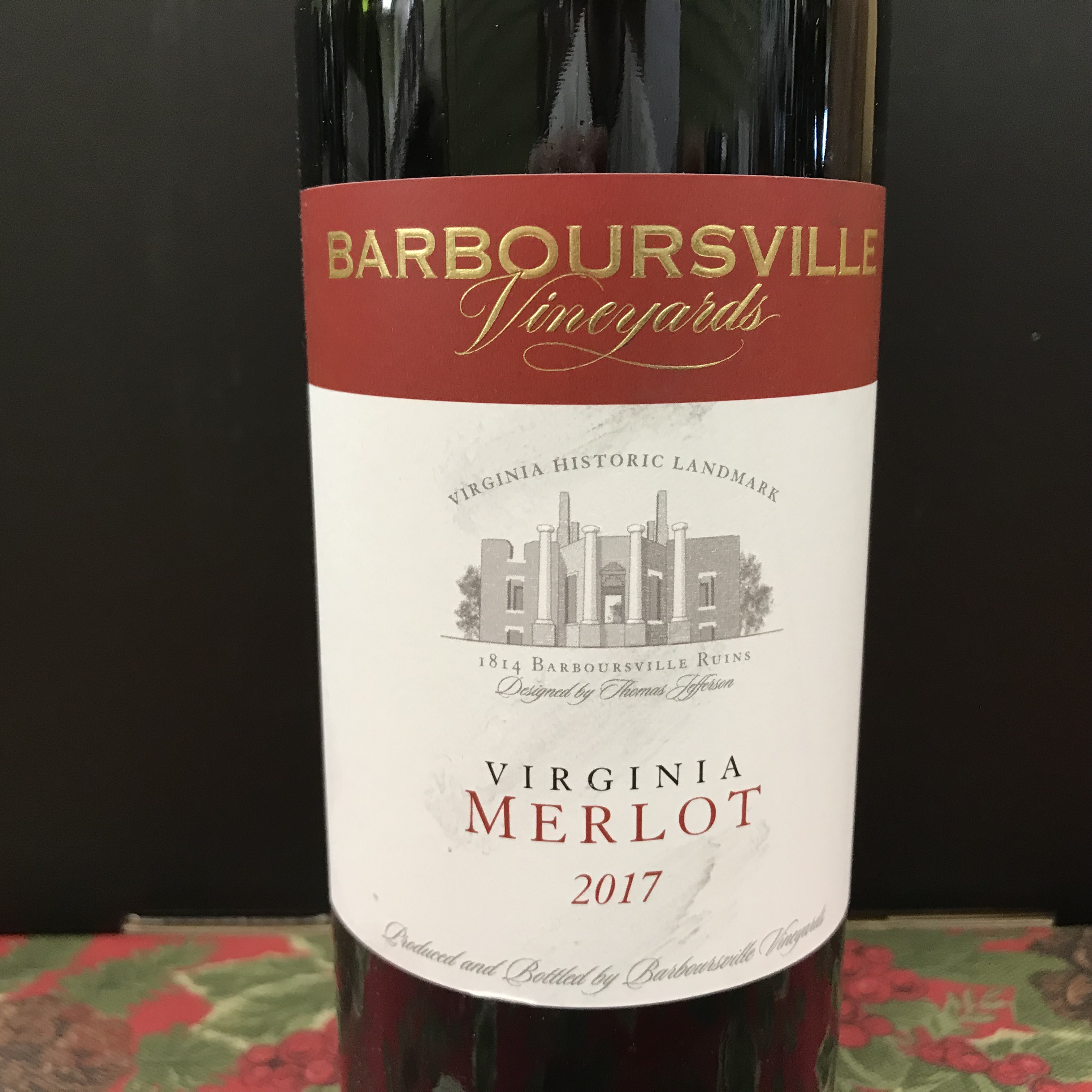 Barboursville Vineyards Merlot 2017 [red Virginia local] 18.99 Rio