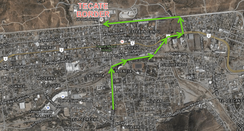 Tecate Baja California Map Tecate Border Directions