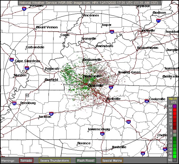 Discover Clarksville TN Storm Relative Motion Weather Radar Loop for