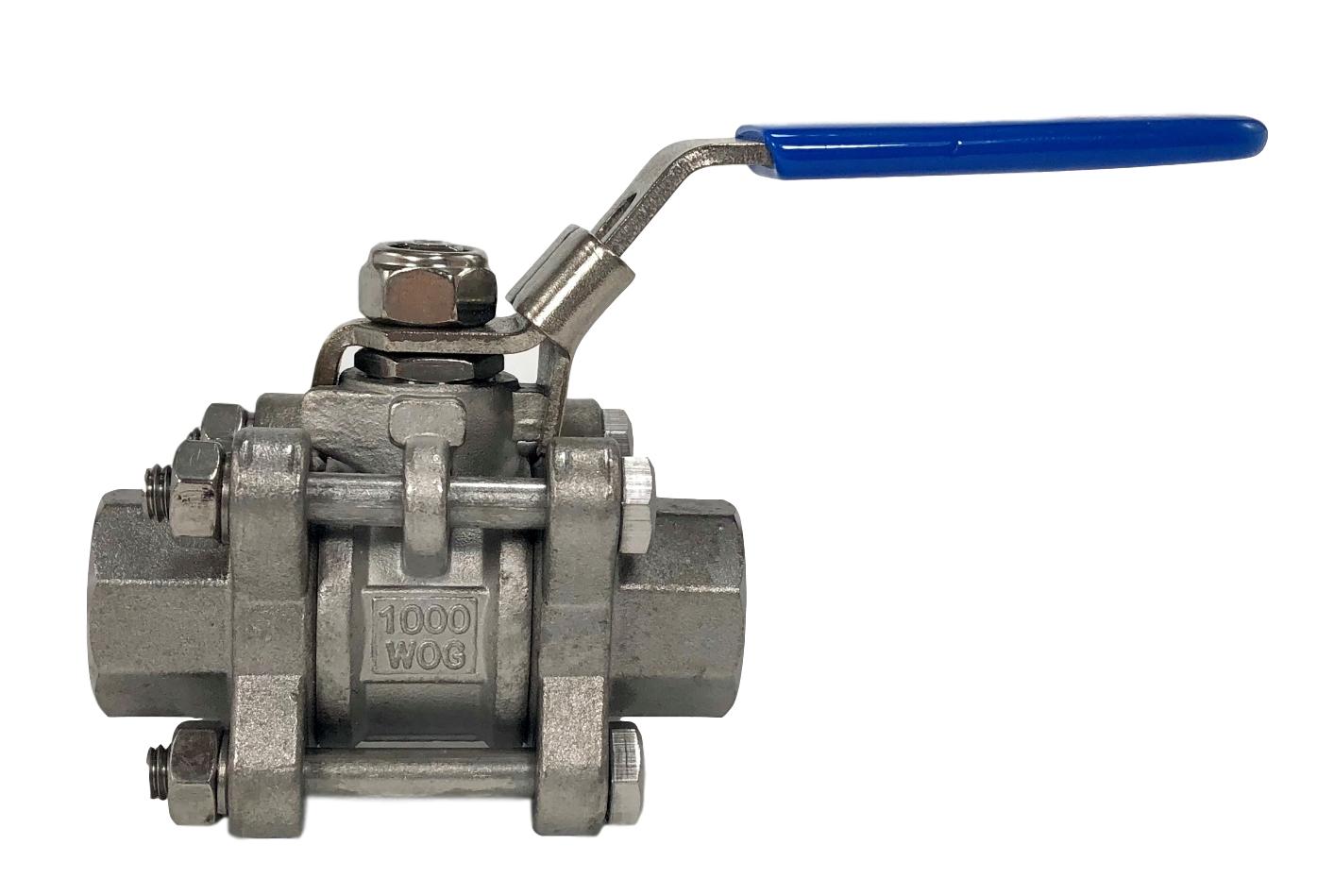 11/2" Stainless Steel 3 Piece Ball Valve Socket Weld Ends