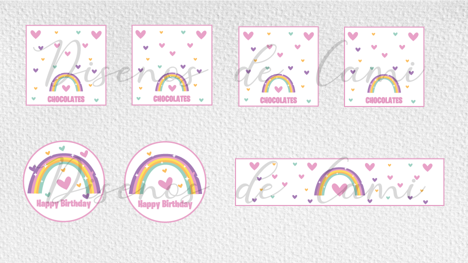 Rainbow Kit Imprimible de Candy Bar Diseños de Cami