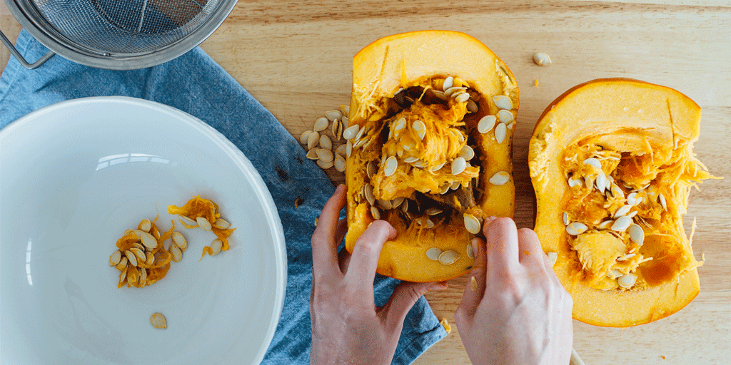 Animated GIF How to Break Down a Pumpkin Scoop Out Seeds Dish Works