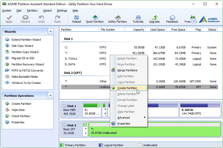 Create Hard Disk Partitions Before Installing Windows 10/8/7