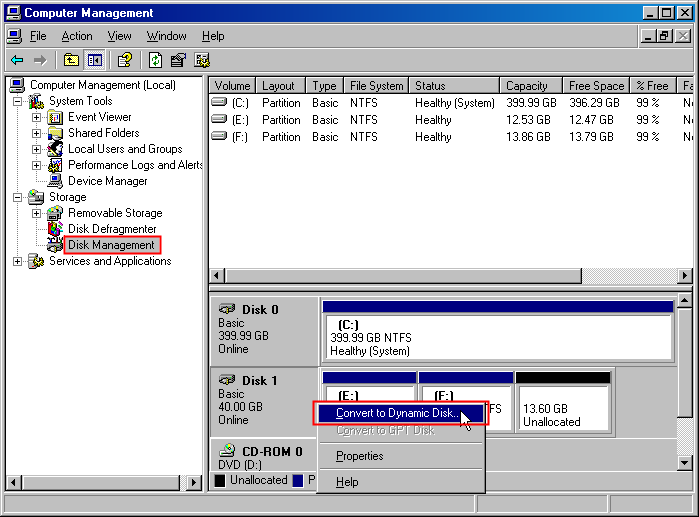 Manage Basic Disk and Dynamic Disk with AOMEI Partition Assi