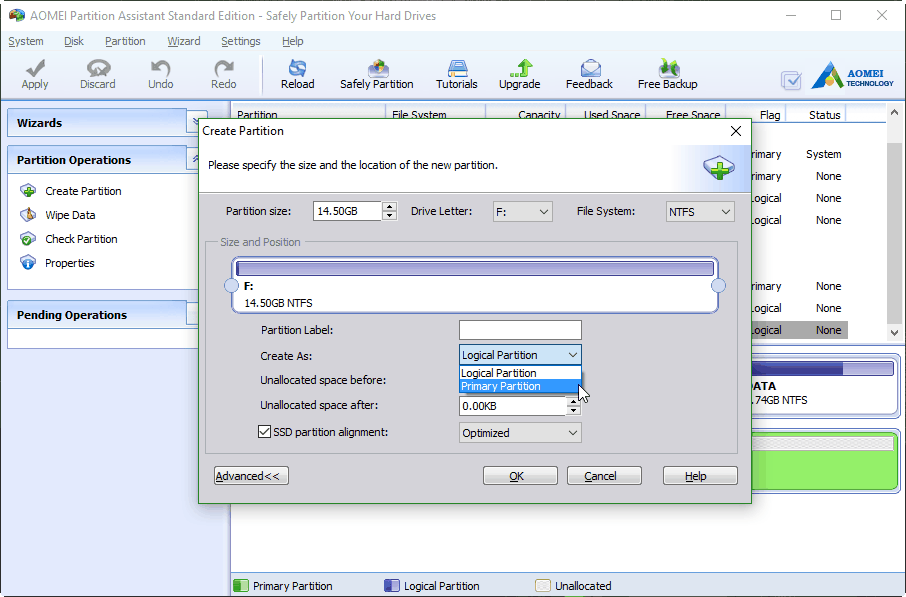 Move Unallocated Space Outside Extended Partition in Windows 10/8/7