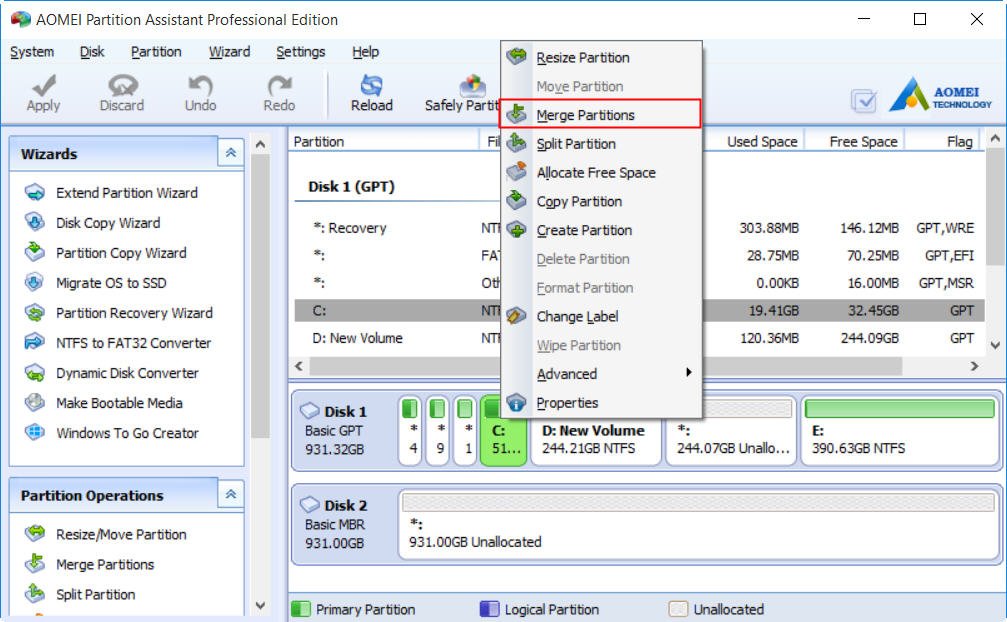 Top Three Methods for Moving Unallocated Space to C Drive in Windows 10