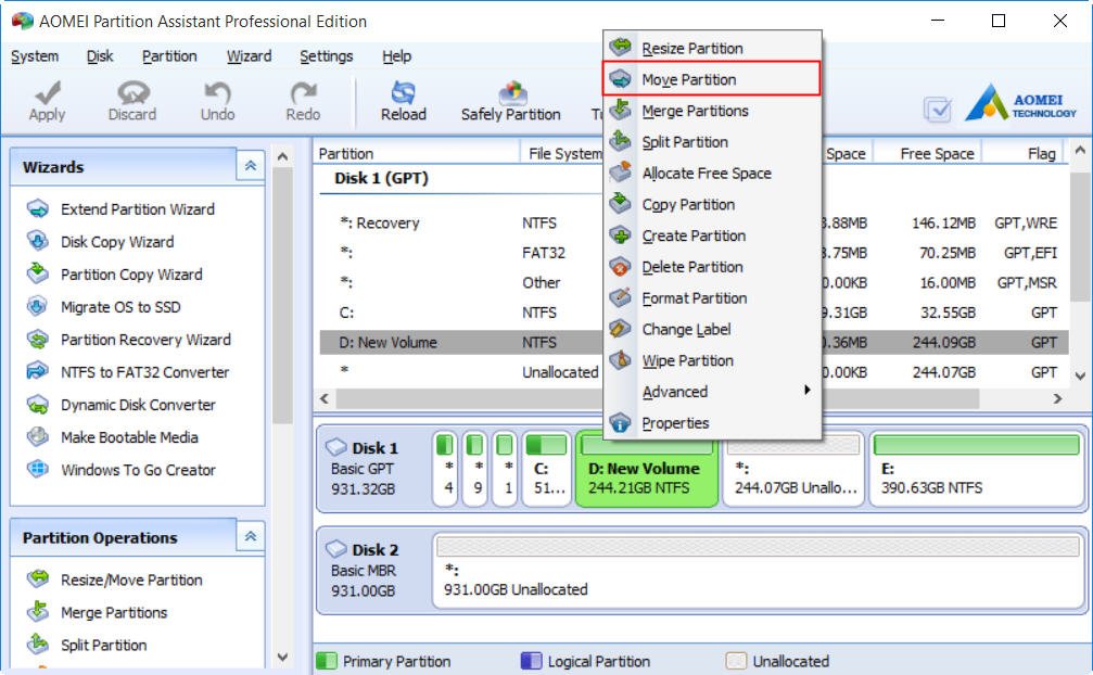 How to Move Unallocated Space to C Drive in Windows 10?