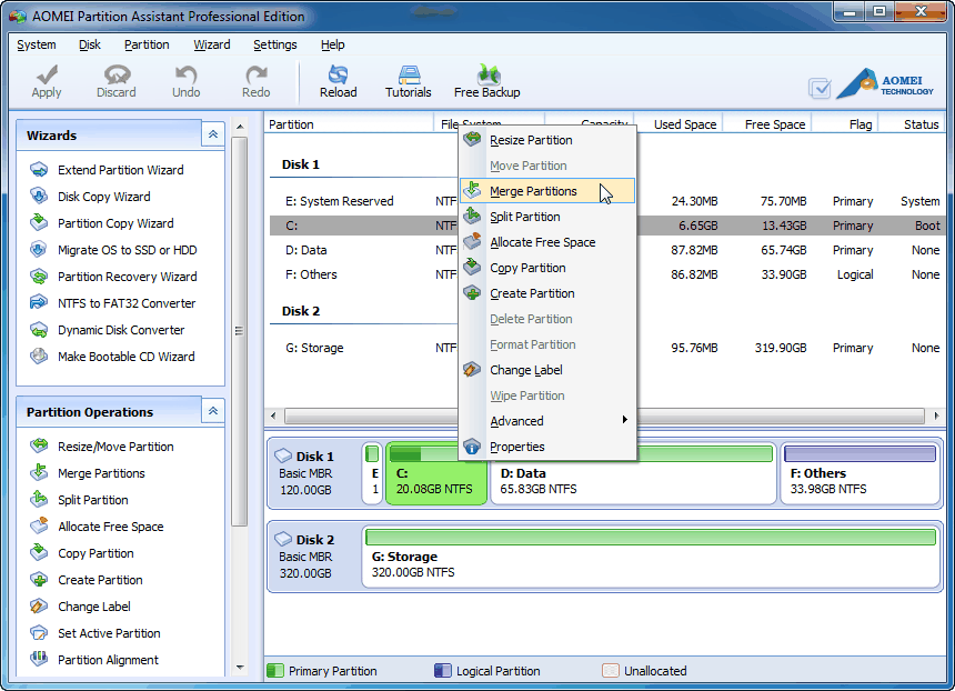 How to Merge Partitions to A Bigger One?
