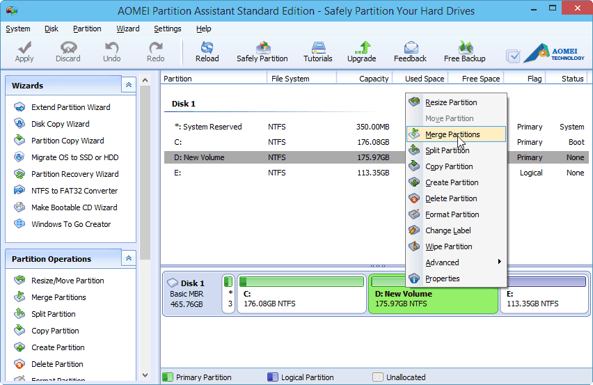 Merge Two Partitions into One for Windows 10 with Free Software Easily