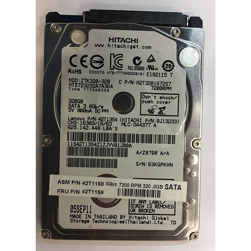 HTS723232A7A364 Hitachi 320GB 5400 RPM SATA 2.5″ HDD Disk Drive Finder