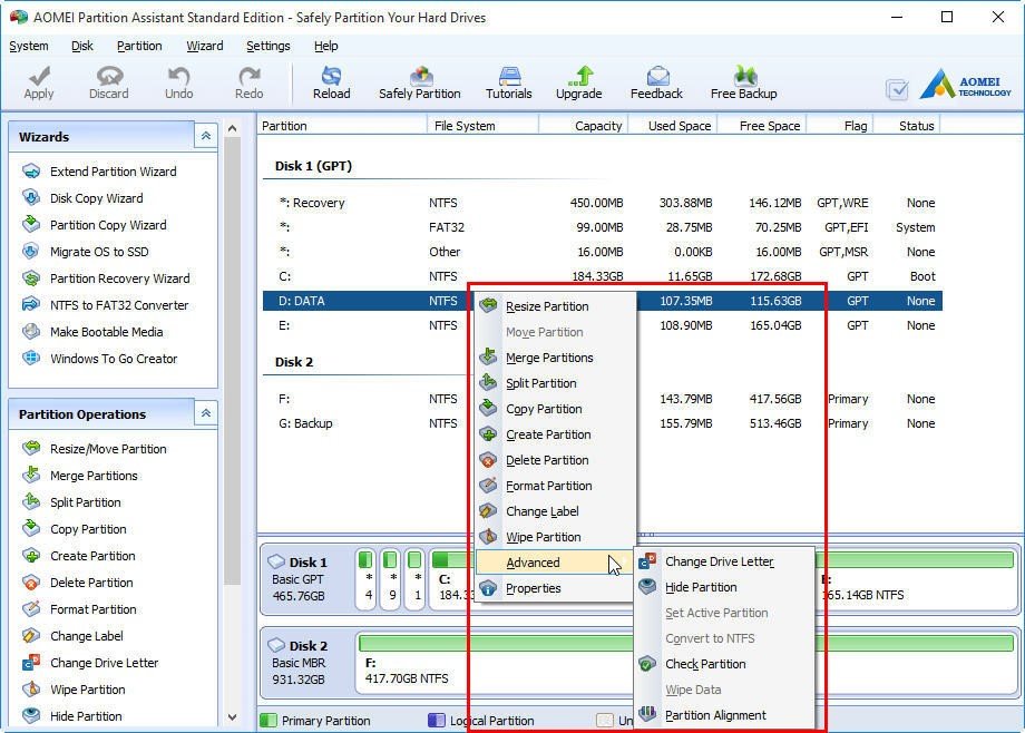 Windows cmd disk management