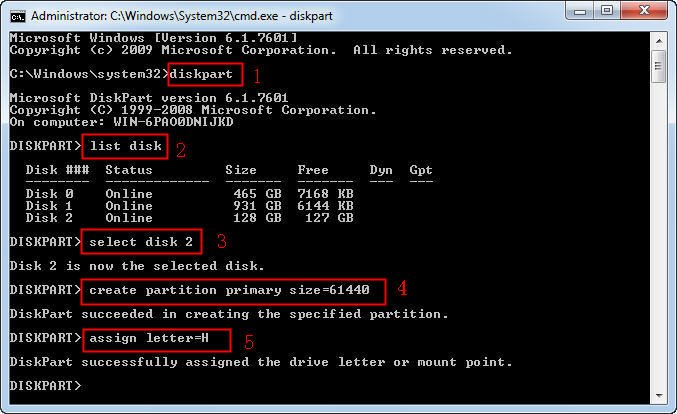 Using DiskPart to Create Primary or Extended Partition for Windows 7/8/10