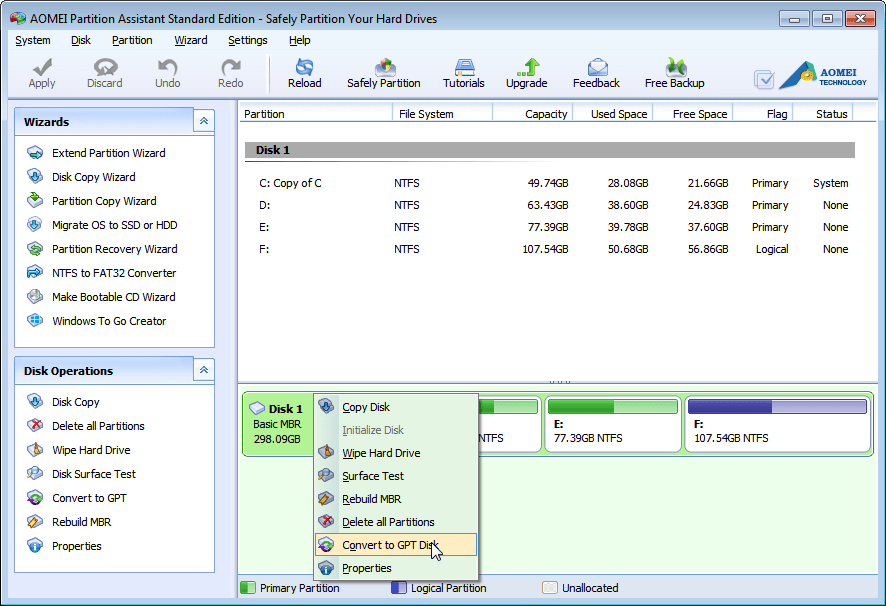 GPT Partition Manager Resize Partition, Copy Disk, Convert GPT and More