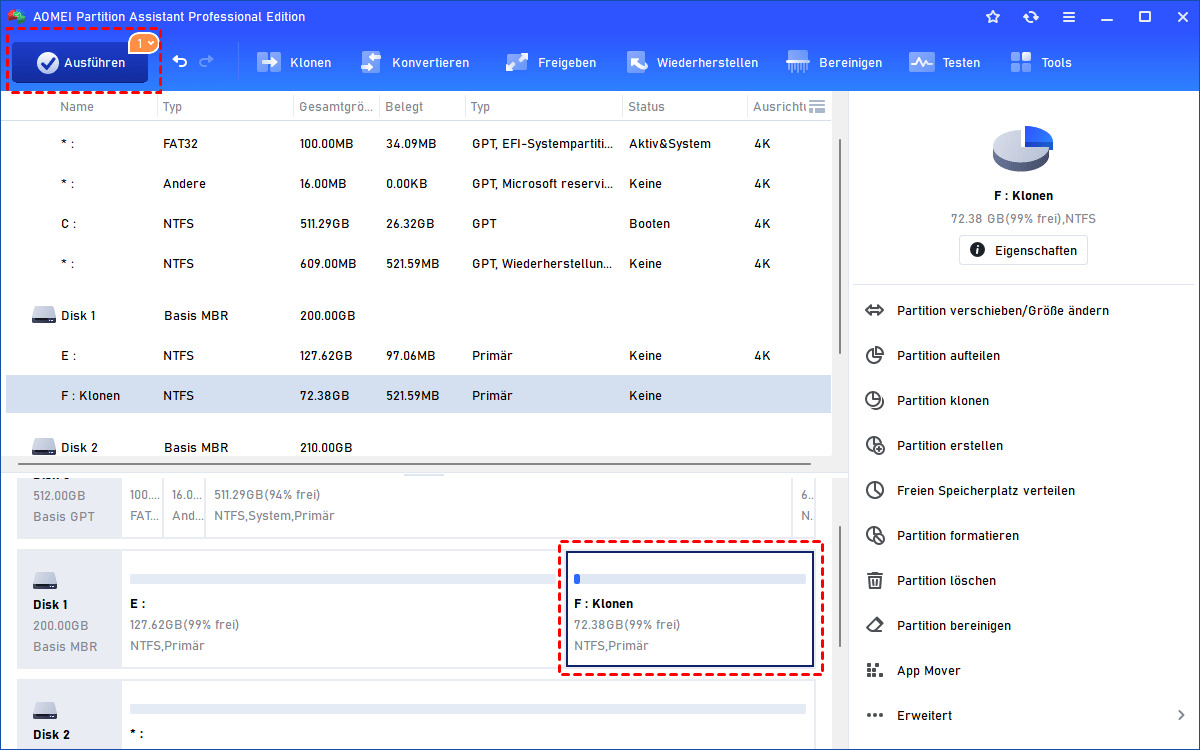 Partition klonen in Windows 7/8/10/11 mit einfachen Schritten