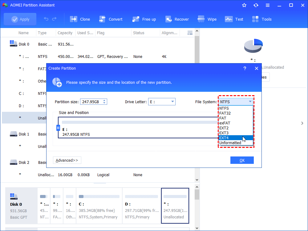 3 Steps to Create Ext4 Partition in Windows 10, 8, 7Freeware