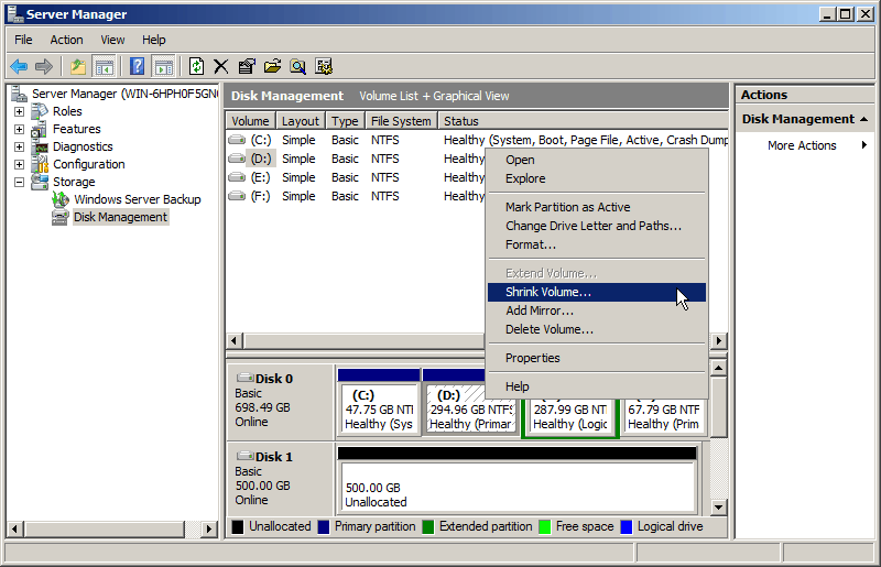 How to Safely Change Partition Size in Windows Server 2008 (R2)?