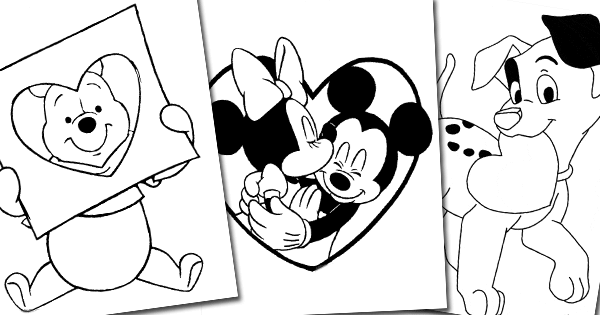 60+ Disney Valentine's Day Coloring Pages | Disneyclips.com
