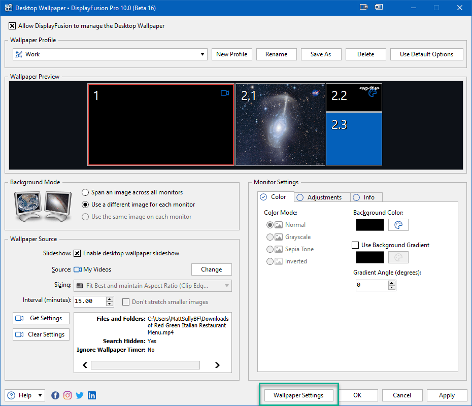 My Videos Wallpaper Source FAQ • Help Guide • DisplayFusion by Binary Fortress Software