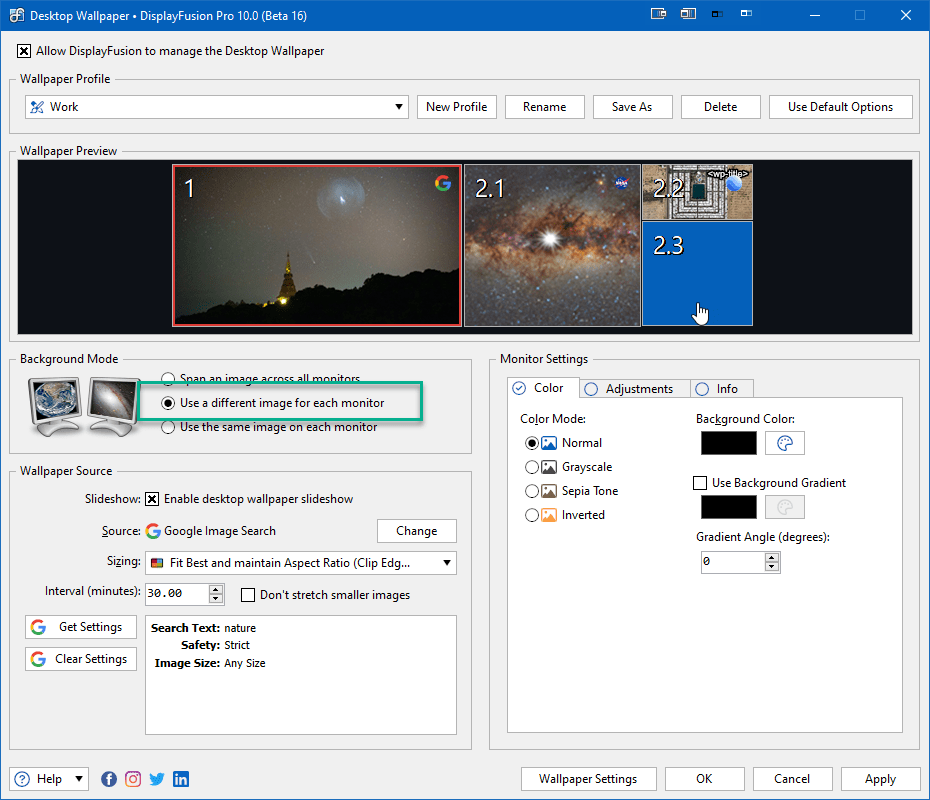 How To Span Wallpaper Images Across Groups of Monitors • Discussions