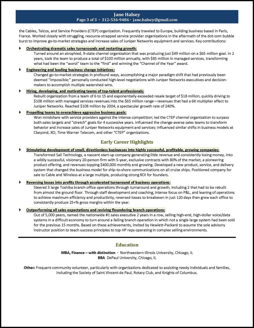 General Manager Resume Example for a CEO/GM Candidate