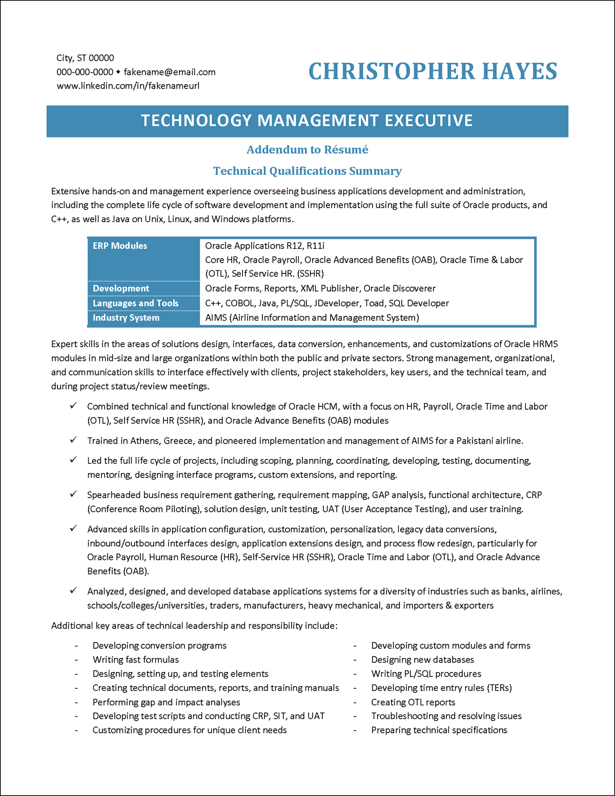 Example Resume Addendums Distinctive Career Services