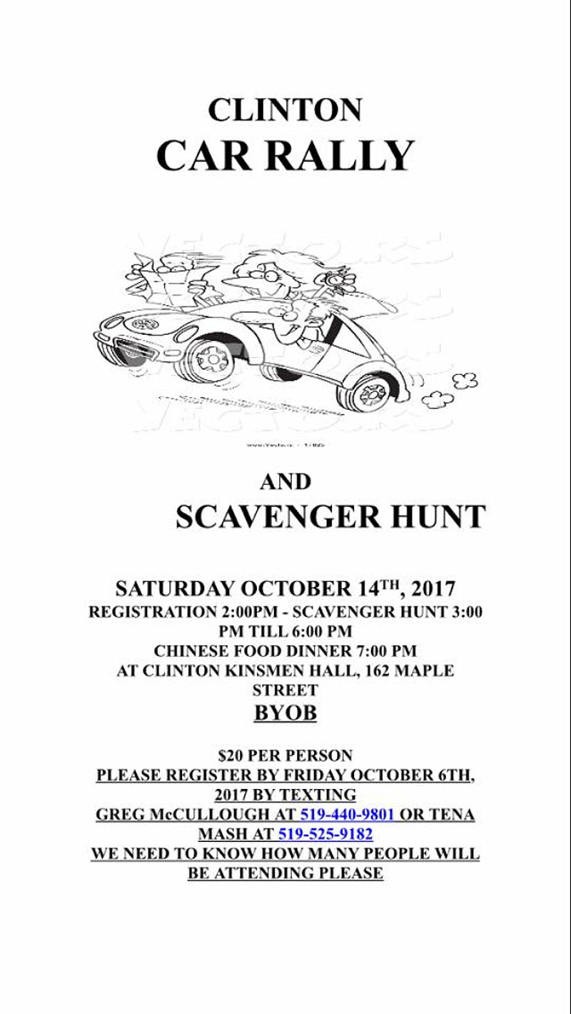 Clinton Car Rally & Scavenger Hunt District One Kin