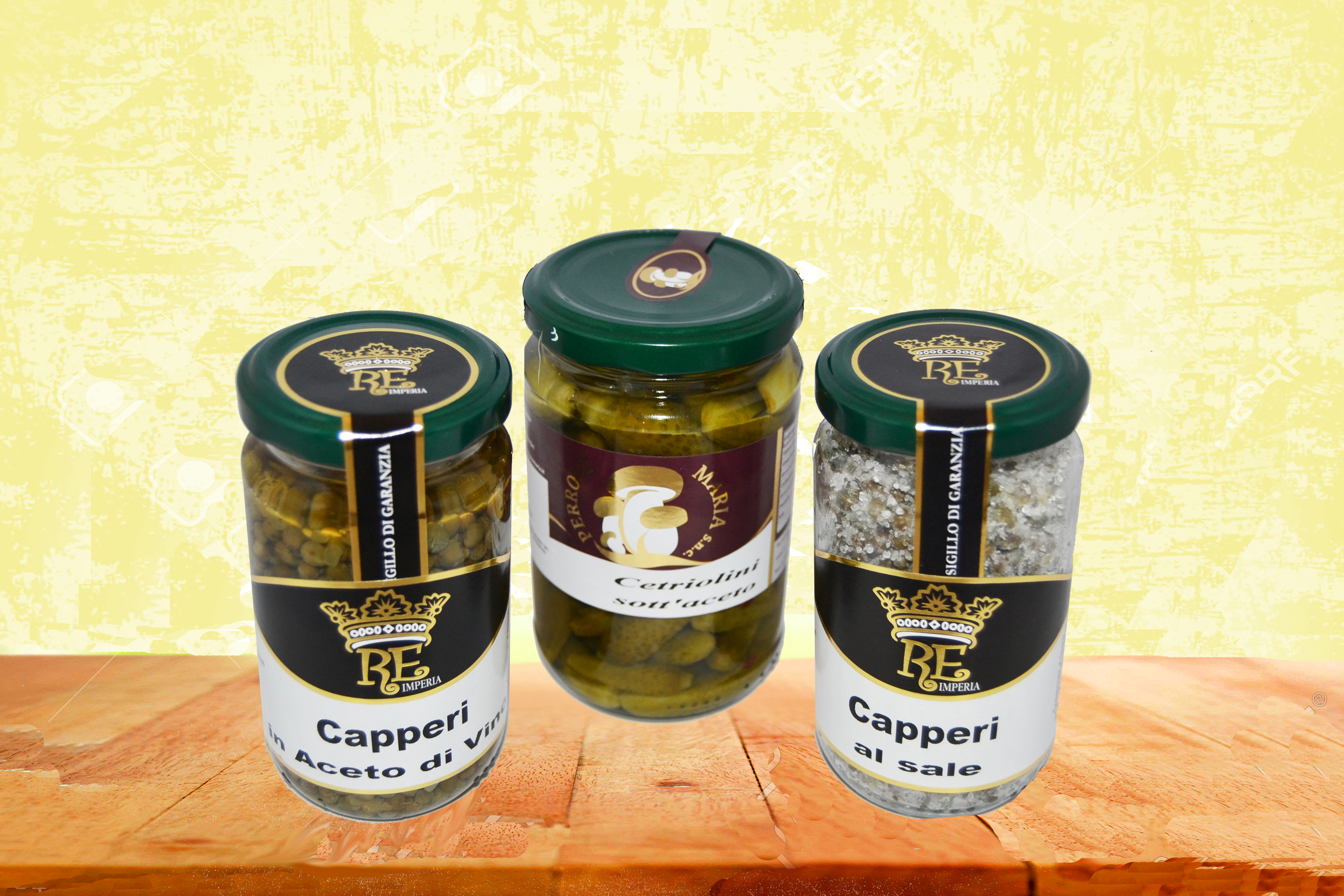 Funghi sott'olio, antipasti, capperi della Ditta Re di Imperia