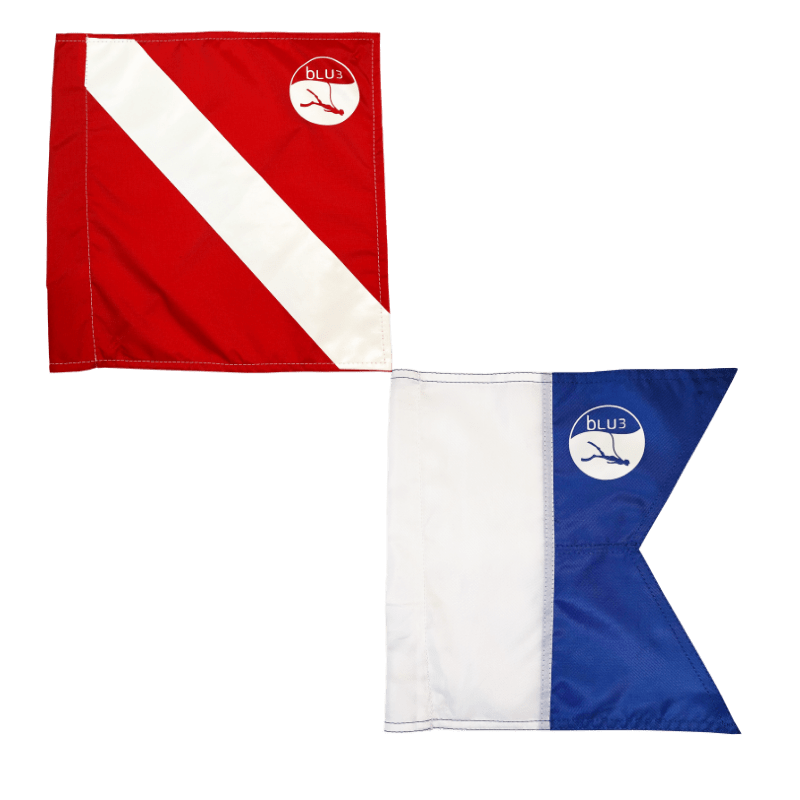 BLU3 Dive Flag Buy portable tankless scuba dive systems from BLU3