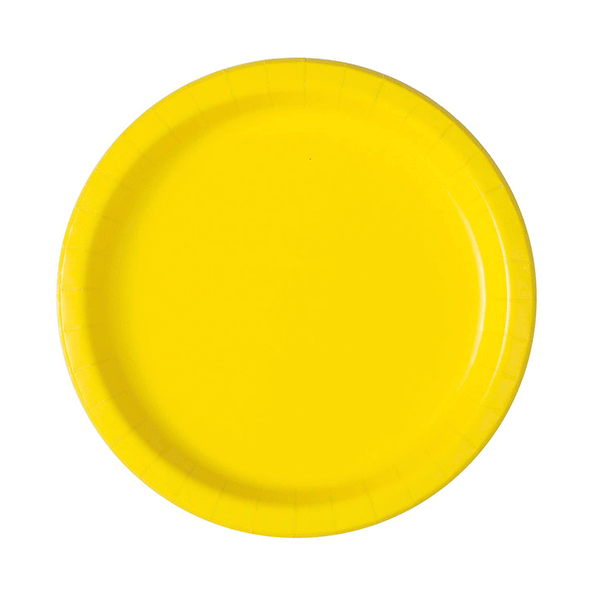 8 Platos básicos de cartón en color amarillo Diverxioon