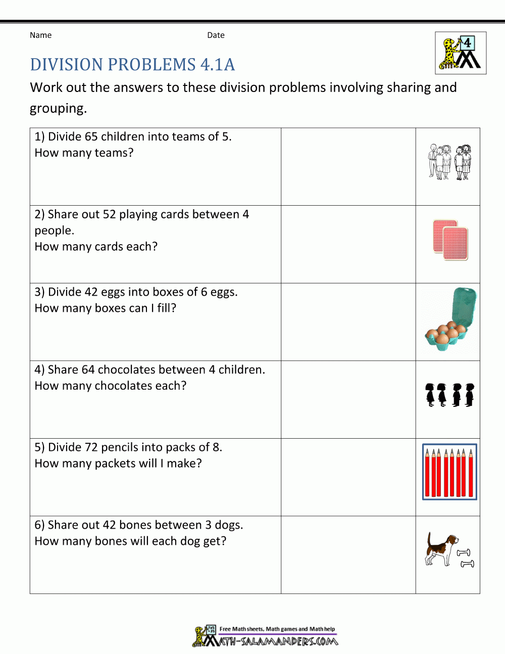 Division Math Problems Worksheets - Divisonworksheets.com