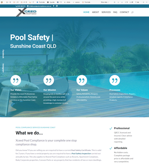 Pool safety inspections website built with Divi Theme