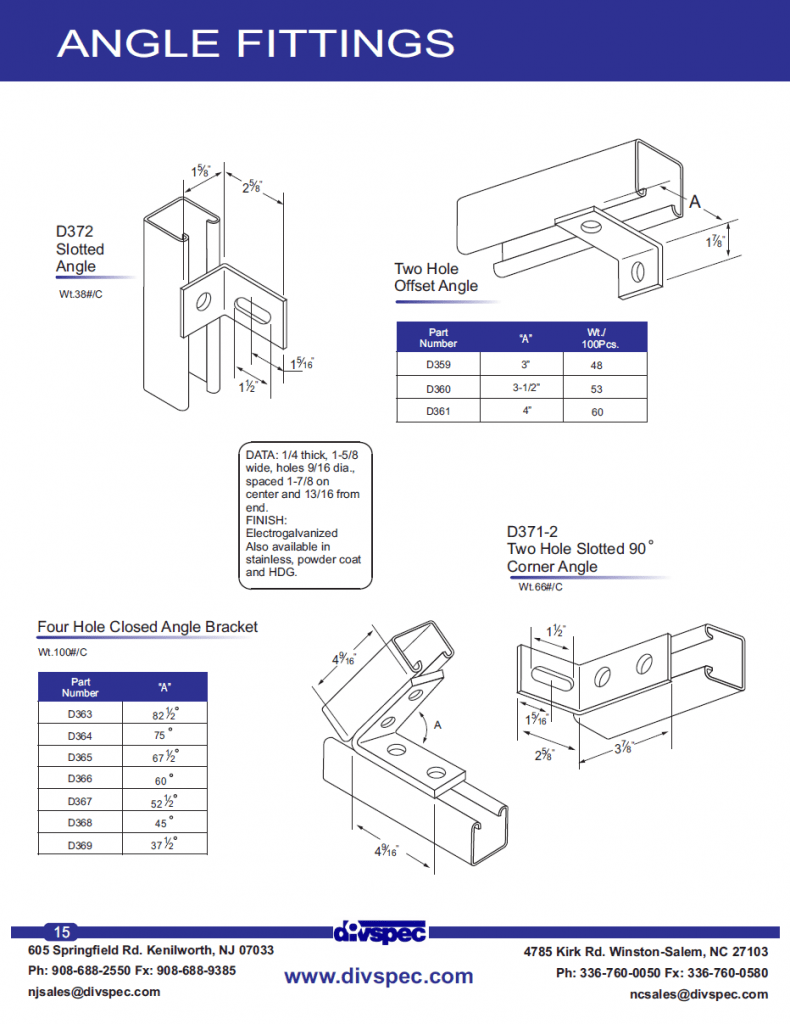 Angle Fittings 4 Divspec
